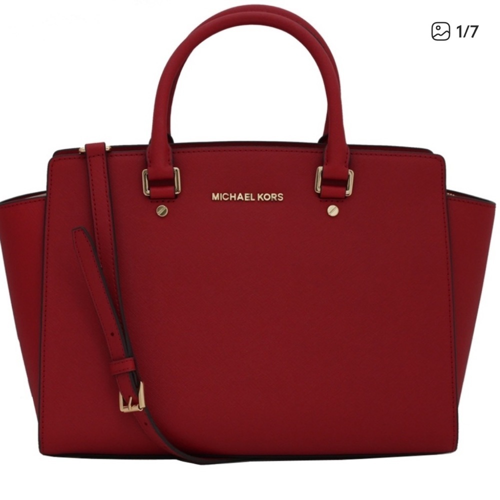 Michael Kors Red Selma Satchel Bag - Picture 1 of 5